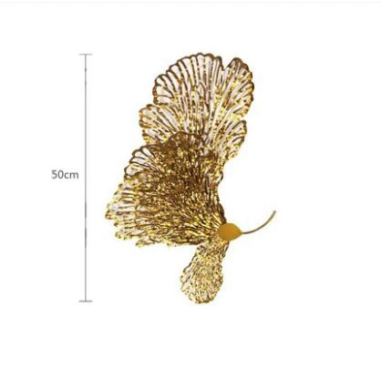 European Wrought Iron Butterfly Flower Wall Hanging Hotel Porch Wall Mural Decoration Livingroom Model Room Wall Sticker Crafts - Цвет: style1