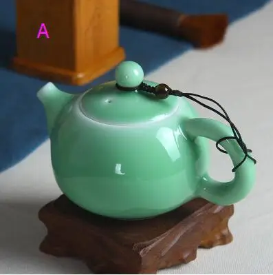 A Чайный набор хрустящая глазурь Ge Kiln Longquan Celadon Zisha керамика искусство Тай Тхи китайский чайный горшок фарфор Исин глина антикварный чайный горшок - Цвет: A