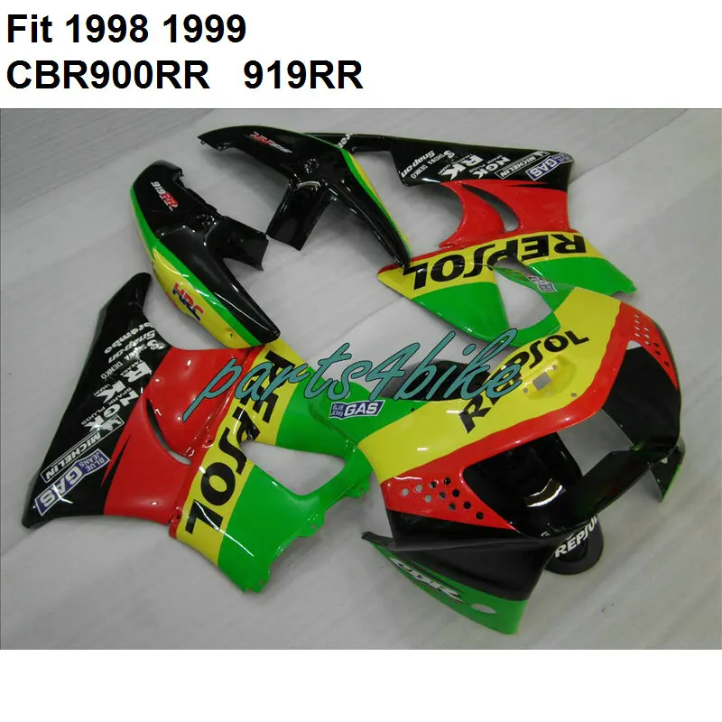 Лидер продаж красный яркий комплект для Honda CBR900RR 1998 1999 CBR 919RR 900RR 98 99 детали