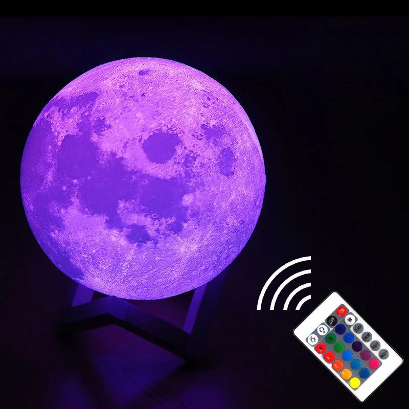 Новая луна лампа 3D печать светодиодный ночник лунный свет USB Перезаряжаемый для