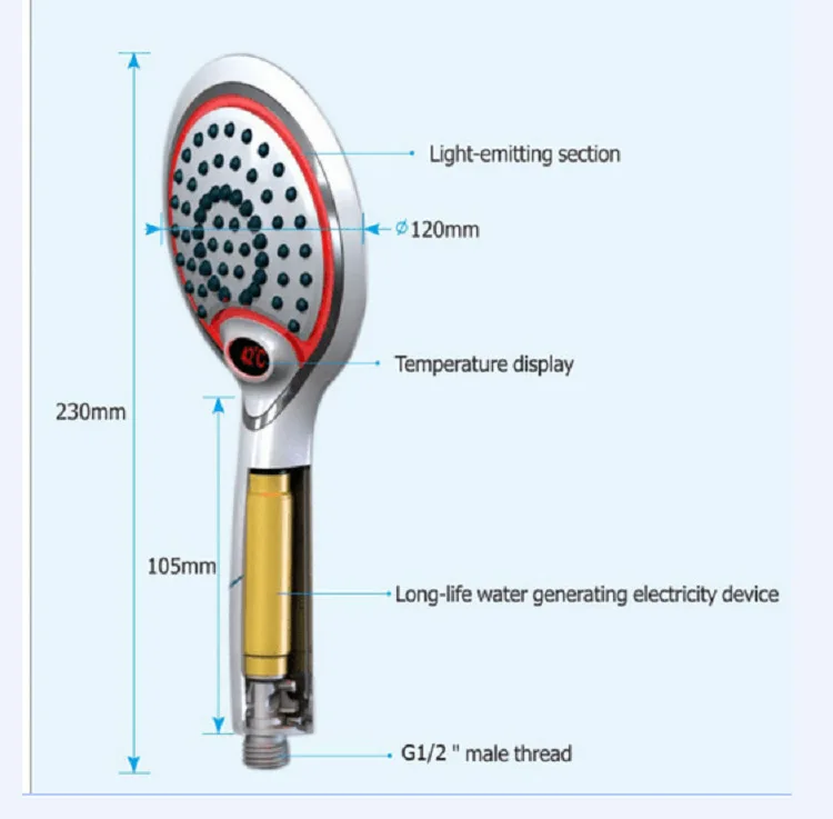 Температура воды LED Насадки для душа Дисплей ЖК-дисплей цифровой 3 цвета менять