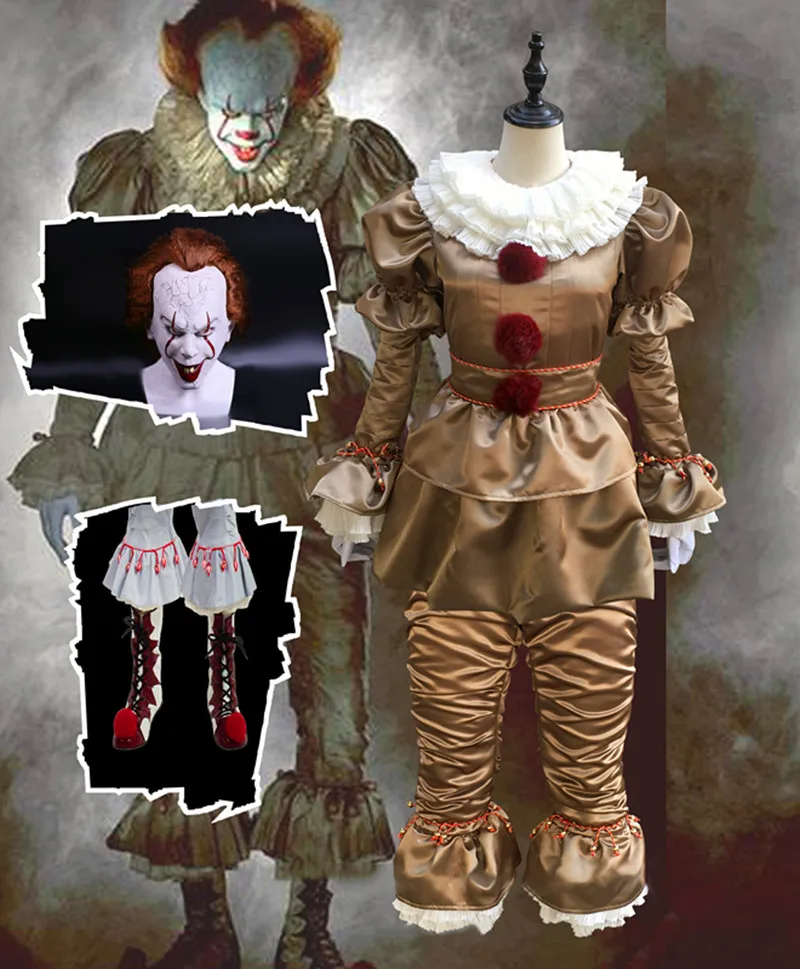 Горячая фильм Стивен Кинг это пеннивайз костюм клоуна для косплея страшный