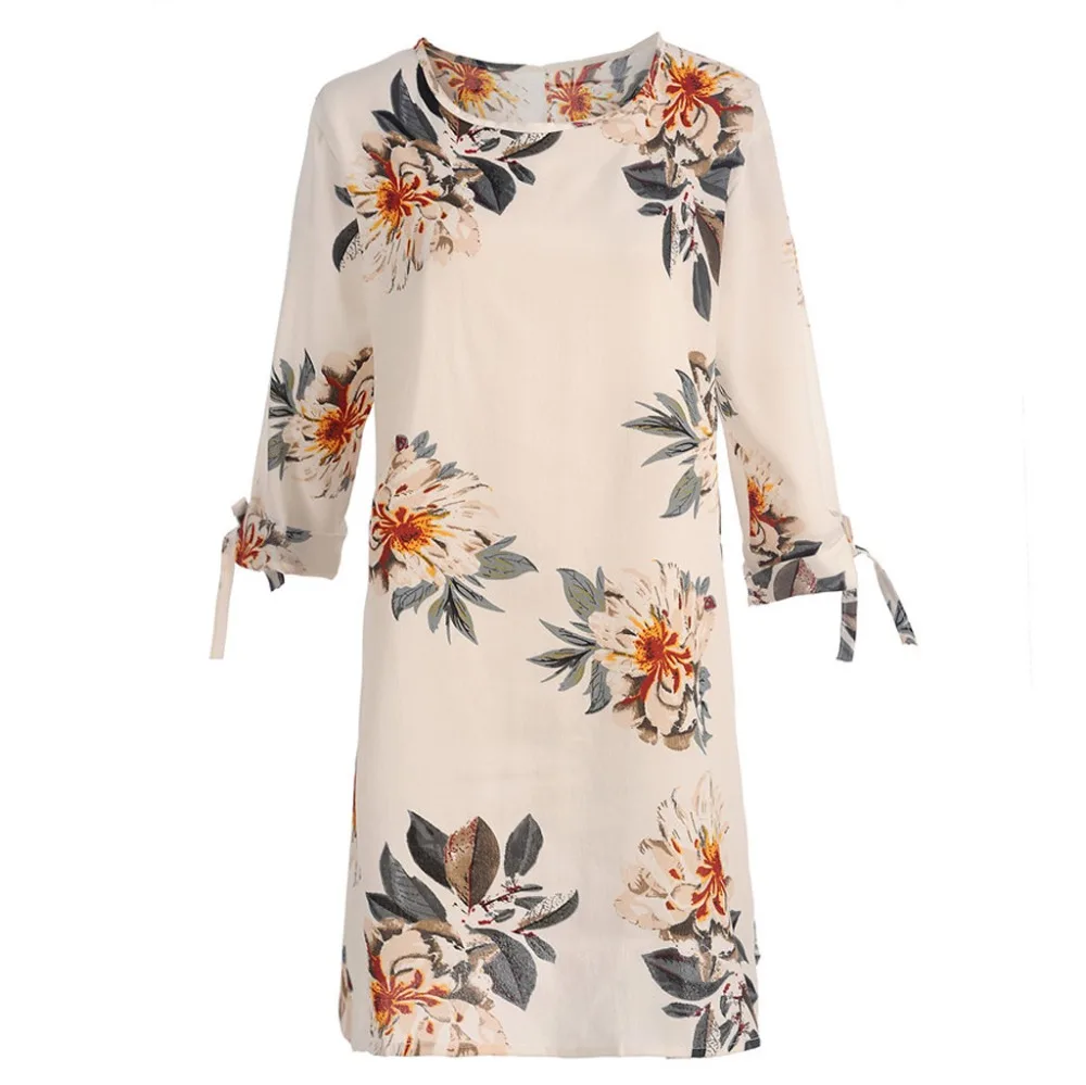 Женские летние платья с цветочным принтом и бантом коктейльное повседневное