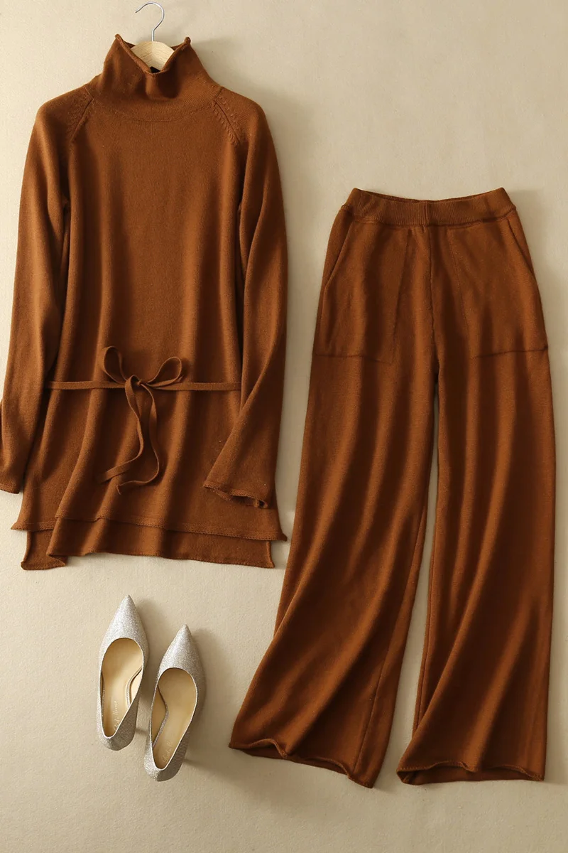 

JECH2019Women sweater suit Knit Set Outwear Two Piece Set Track Suits Woman Casual Knitted Trousers+Jumper Tops Clothing Set