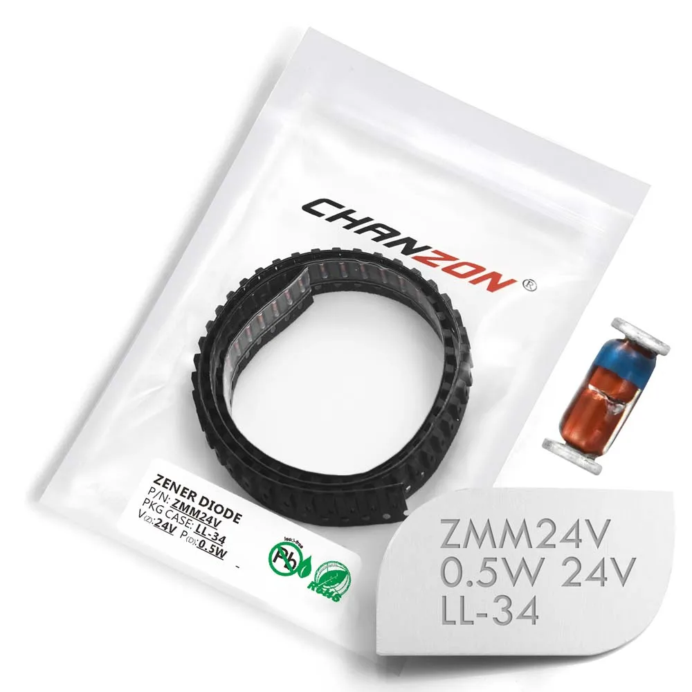 (100 шт.) SMD зенеровский диод 0 5 W 24 V ZMM24V ZMM24 LL 34 (SOD 80 MiniMELF / 1206) Вт постоянного тока 24В ZMM