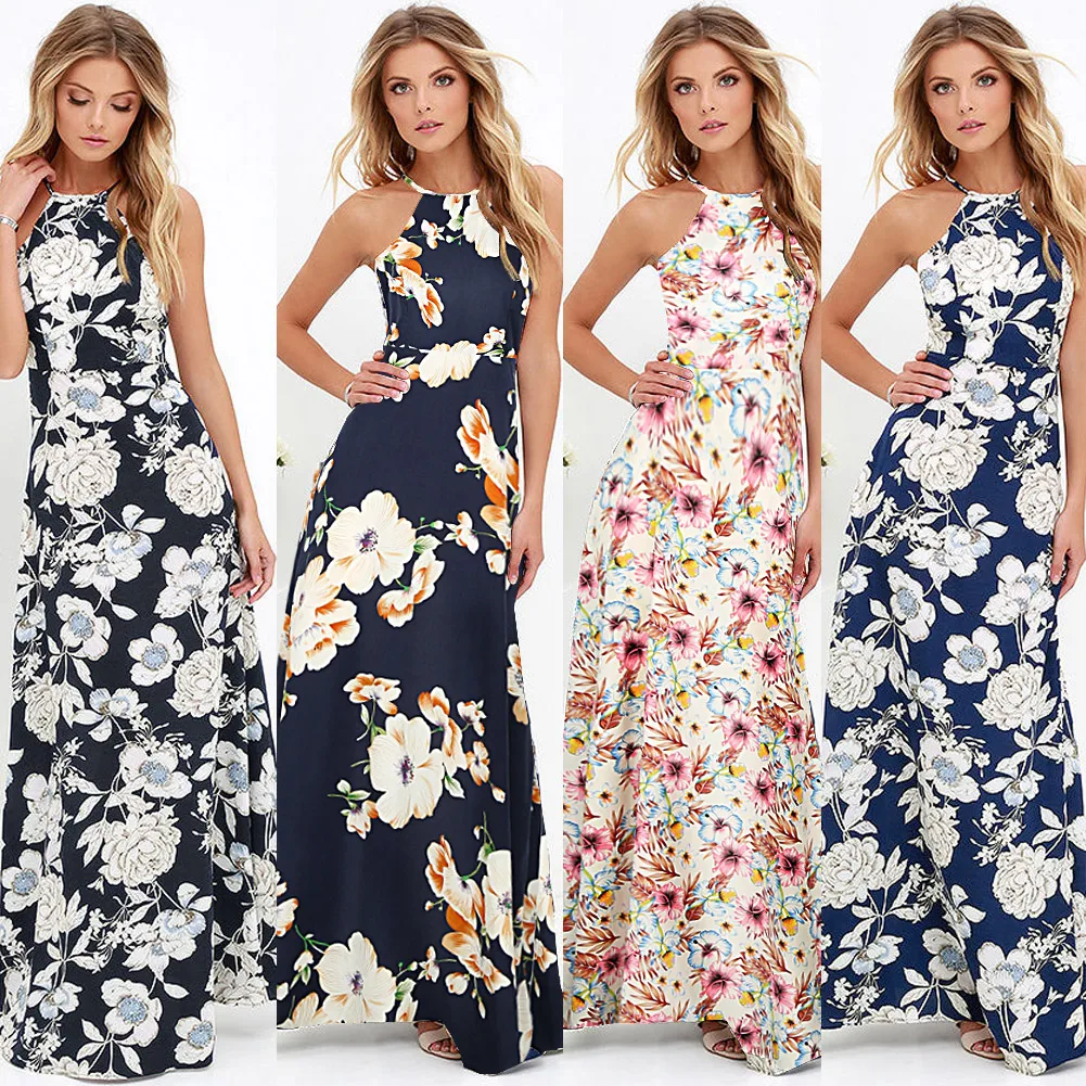 Платье Макси женское летнее без рукавов с цветочным принтом|dress robe|plus size maxiplus maxi