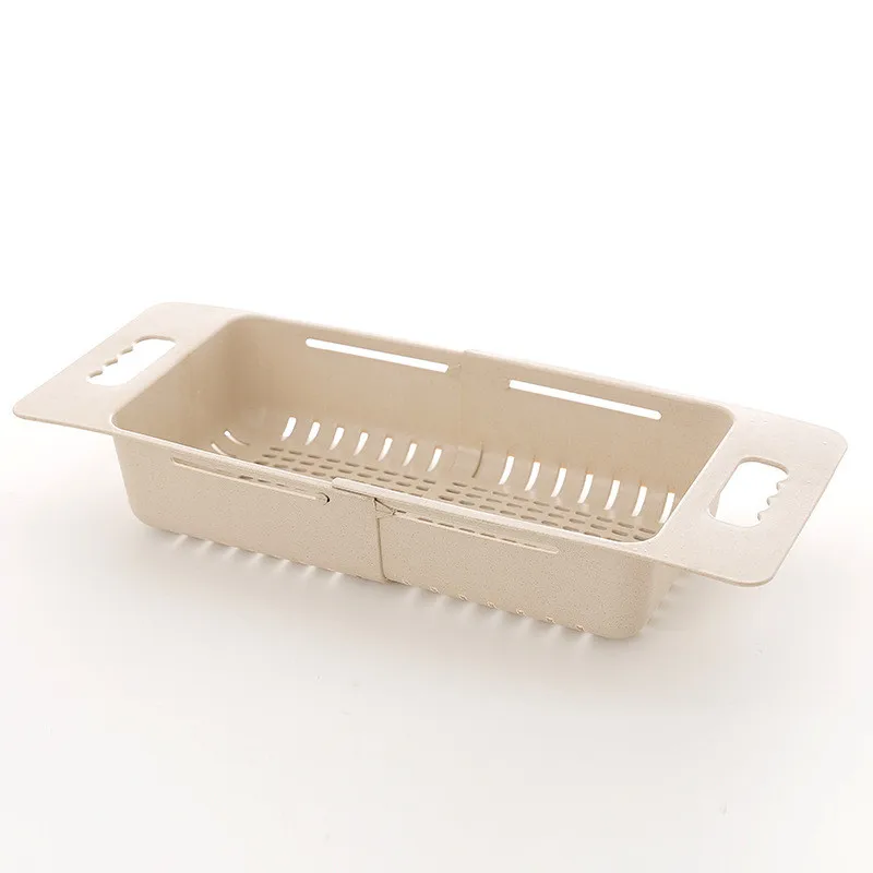 Nordic Khaki Adjustable Sink Cleaning Basket Creative Vegetable Fruit Household Kitchen Shower Room Practical Appliances Cleaning Caddies - Цвет: Nordic Khaki