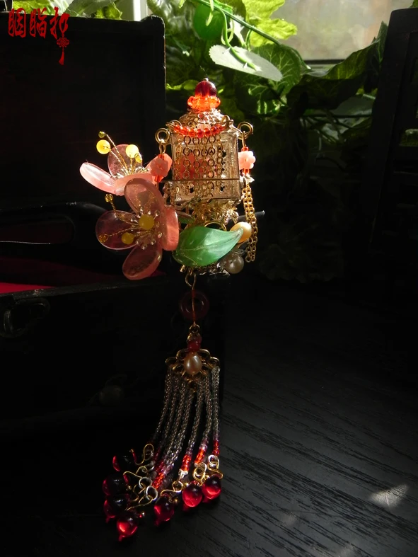 Black Sanderwood Ancient Chinese Sedan Pink Crystal Petal Ebony classical hair stick YueYe Delicate Hair Stick Pure Handmade