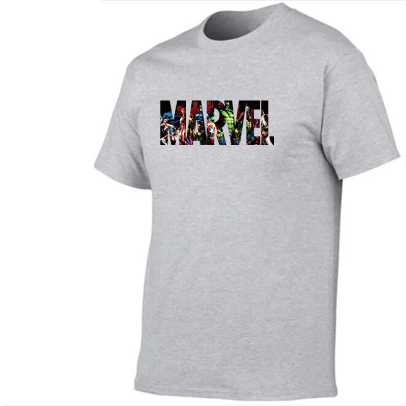 Новая мода Marvel футболка с короткими рукавами Для мужчин супергероя принт круглым