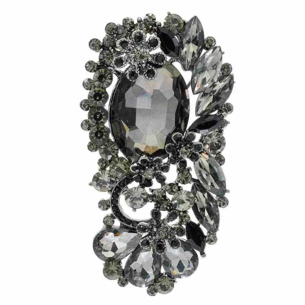 Красивая Хрустальная брошь с черными стразами булавка подвеска в виде цветка