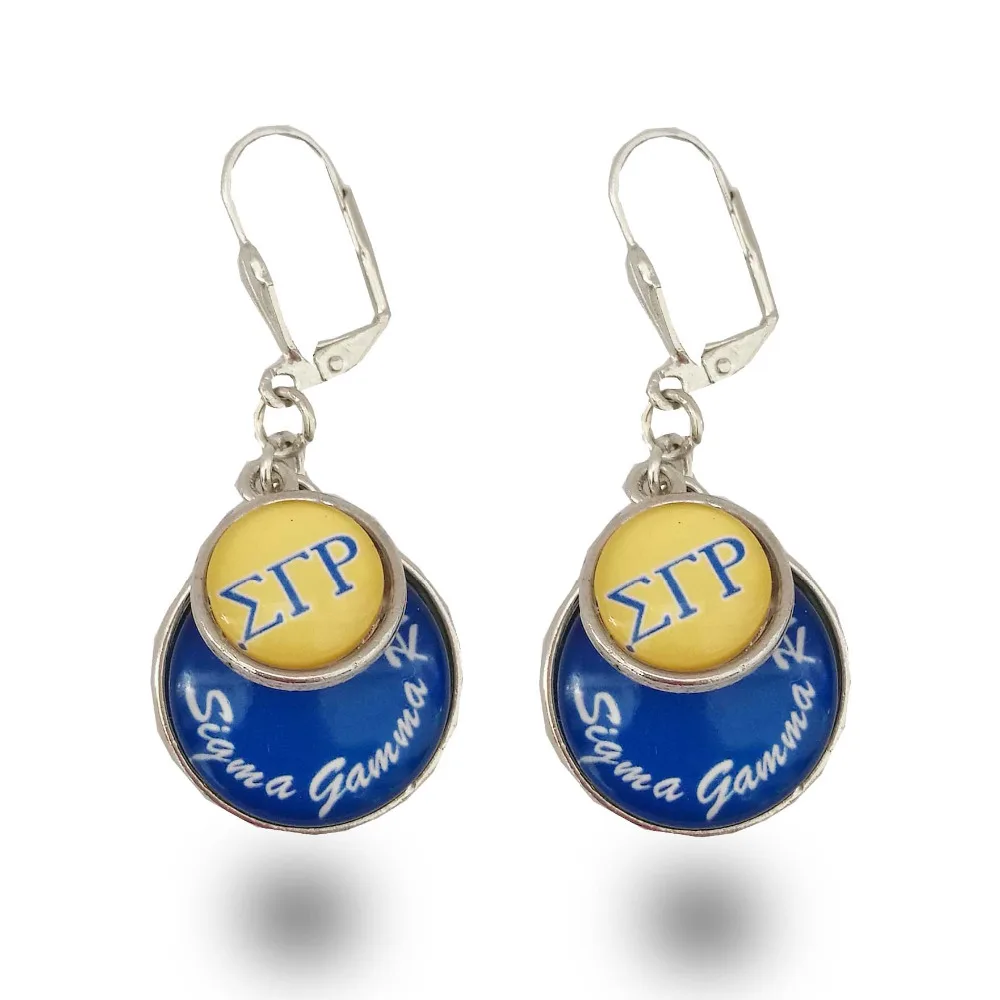 

10pair SGR blue and yellow round Sorority Earring charms