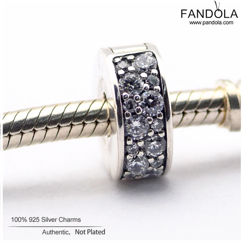 925 пробы серебро яркая элегантность силиконовый клип Бусины Подходит Pandora Браслеты для женщин DIY талисманы серебро 925 ювелирные изделия perles