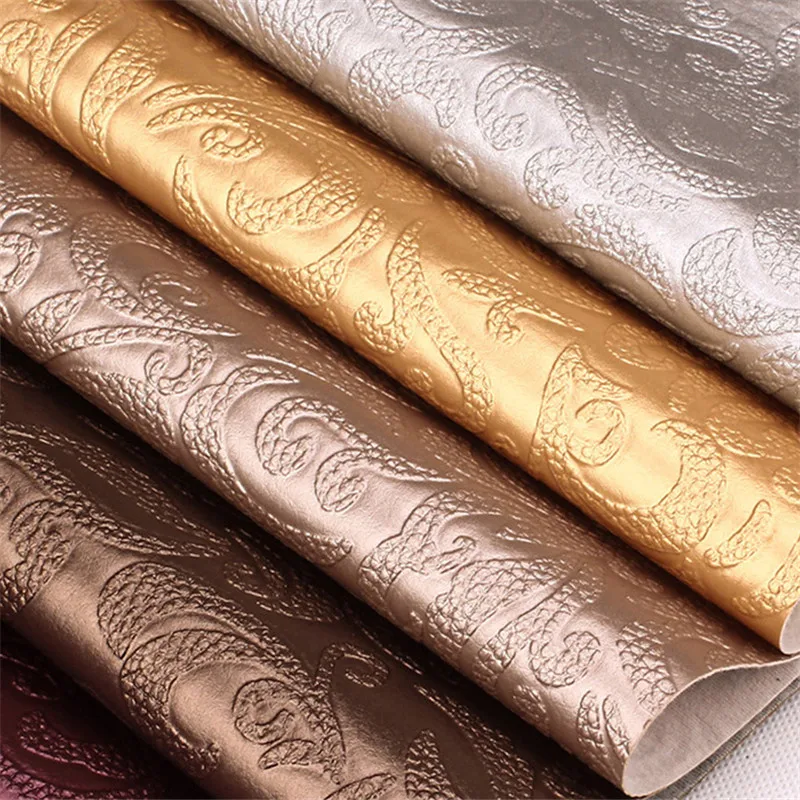 Lychee Life A4 Embossed Stripe Printed Faux Leather Fabric Floral Synthetic Leather DIY Sewing Material for Handbags
