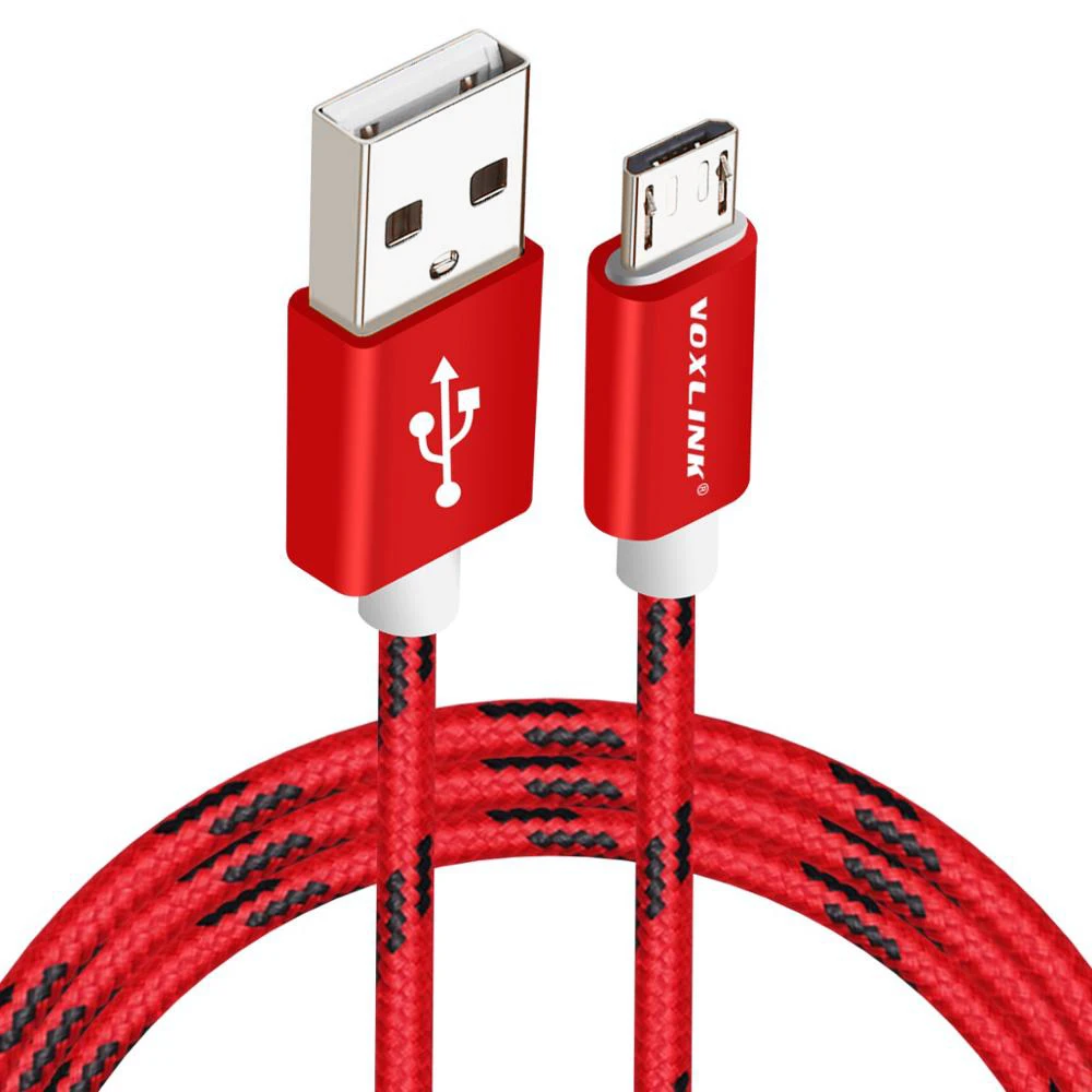 Red VOXLINK Micro USB кабель 2A Быстрая зарядка микро кабель для передачи данных для samsung/xiaomi/lenovo/huawei/htc/Meizu Android кабели для мобильных телефонов - Цвет: Red