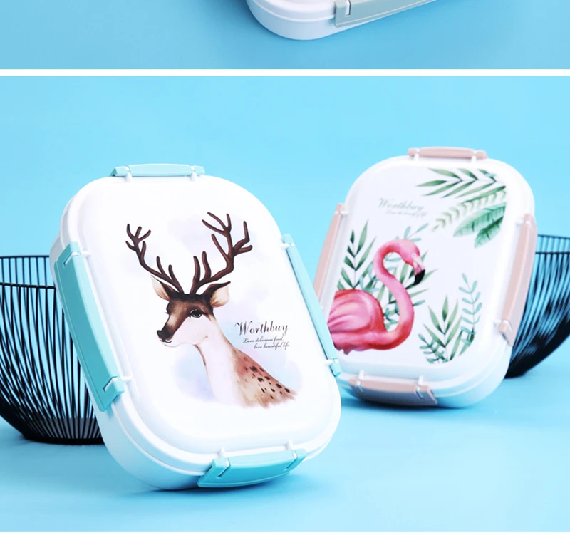 Фламинго олень нержавеющая сталь изоляции Ланч-бокс японские студенты дети мультфильм милый Ланчбокс герметичные микроволновая печь Bento коробок