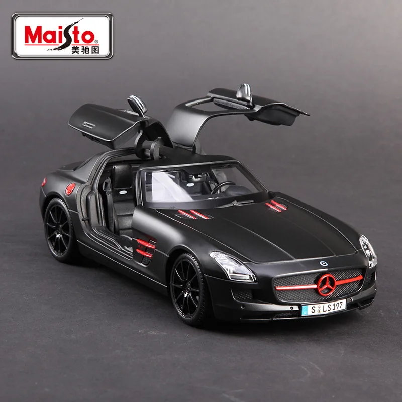 

Модель спортивного автомобиля Benz SLS в масштабе 1:18, Игрушечная модель автомобиля из искусственного сплава с управлением рулевым колесом