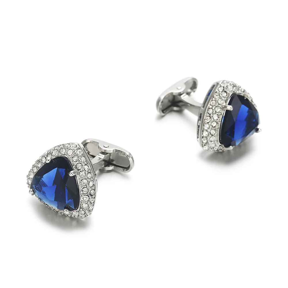 2019 VAGULA High Quality Men's Cufflinks Silver-Plating Gemelos Blue Zircon Shirt cuff links mens jewelry 810 | Украшения и