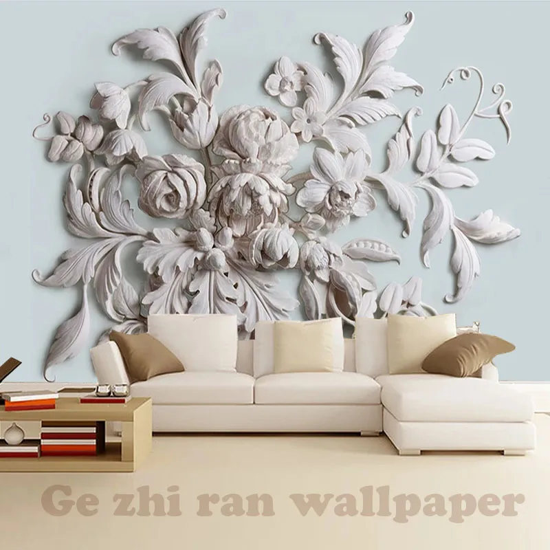 Пользовательские фото 3D обои Европейский стиль пион цветок рельеф гостиная