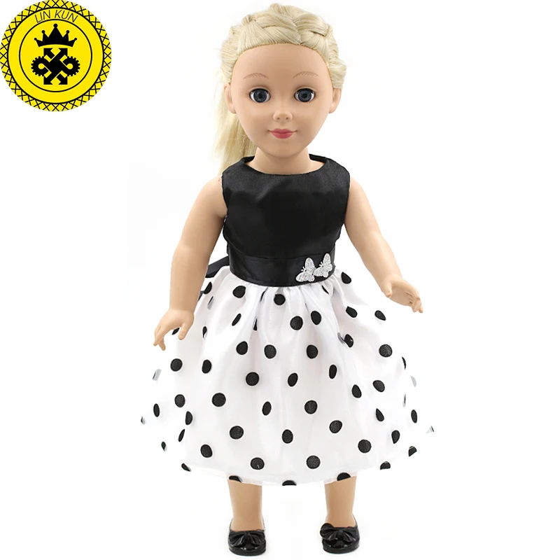 LIN KUN/милое платье с бантом в черный горошек Одежда для кукол 18 дюймов юбка девочек