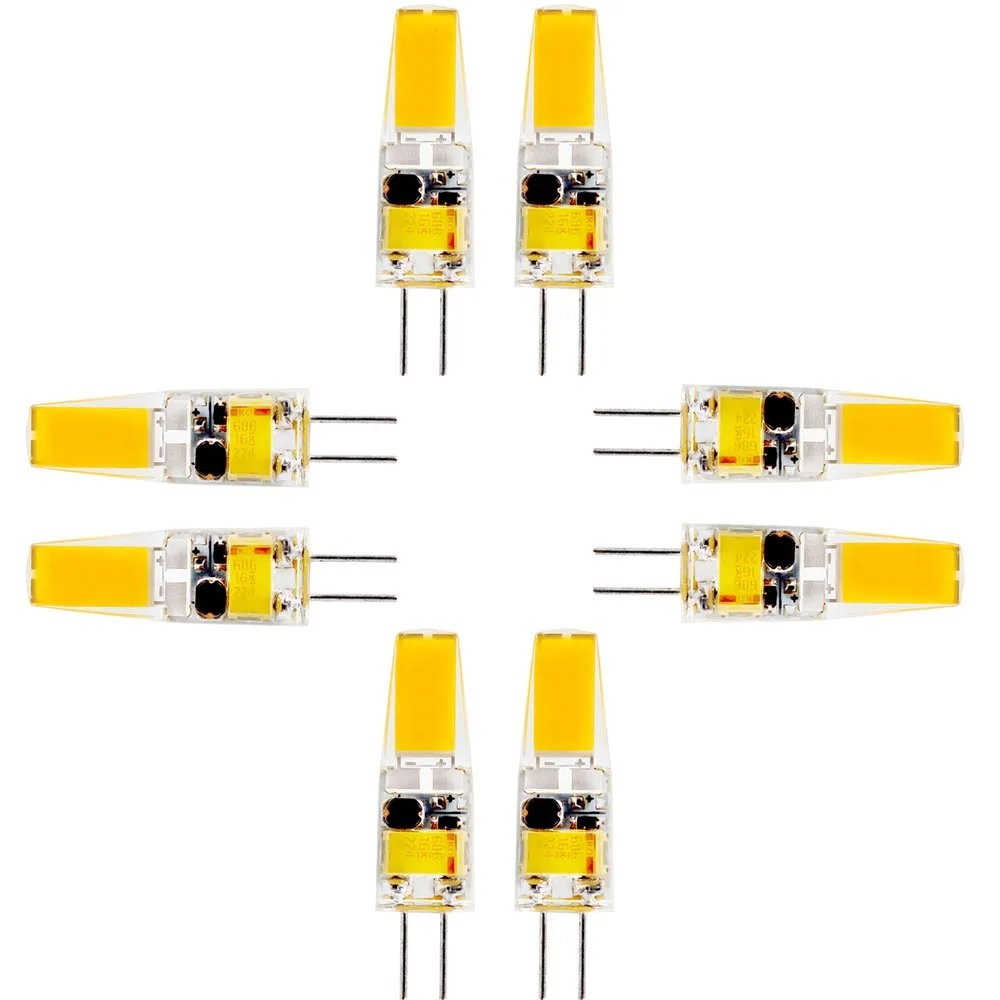8x G4 6 Вт COB светодиодные лампы AC/DC 12 В 220 в теплый белый/белый Диммируемый SMD 1505