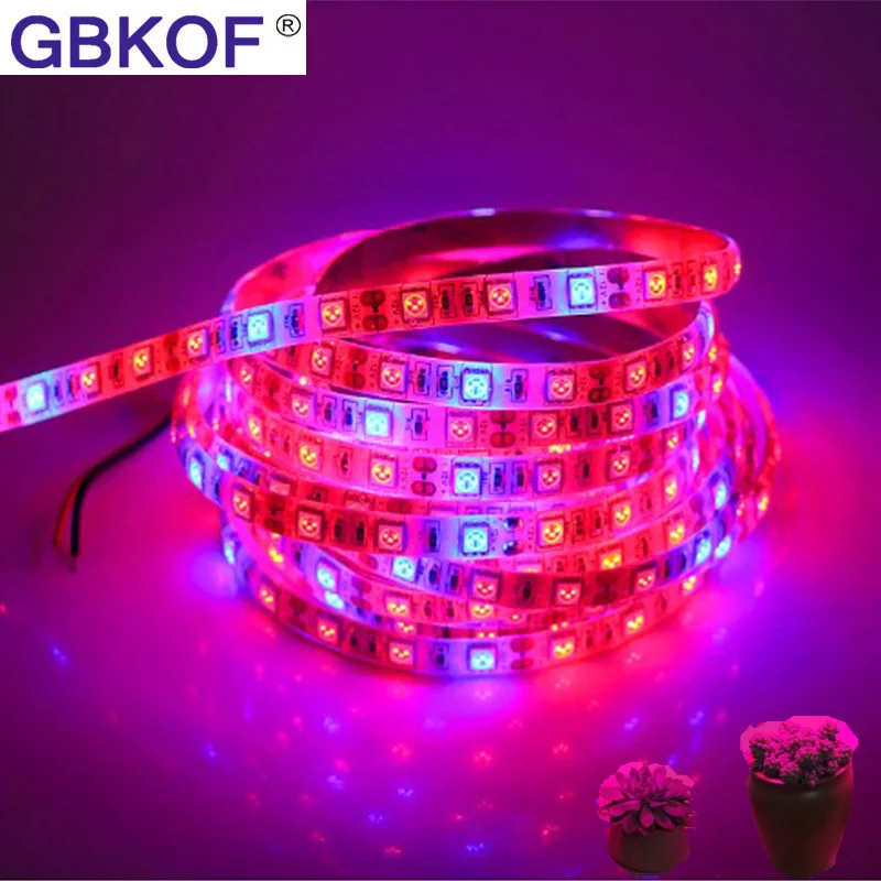 Светодиодная лампа для выращивания растений 1 м 2 3 4 5 SMD 5050 DC12V гибкая светодиодная
