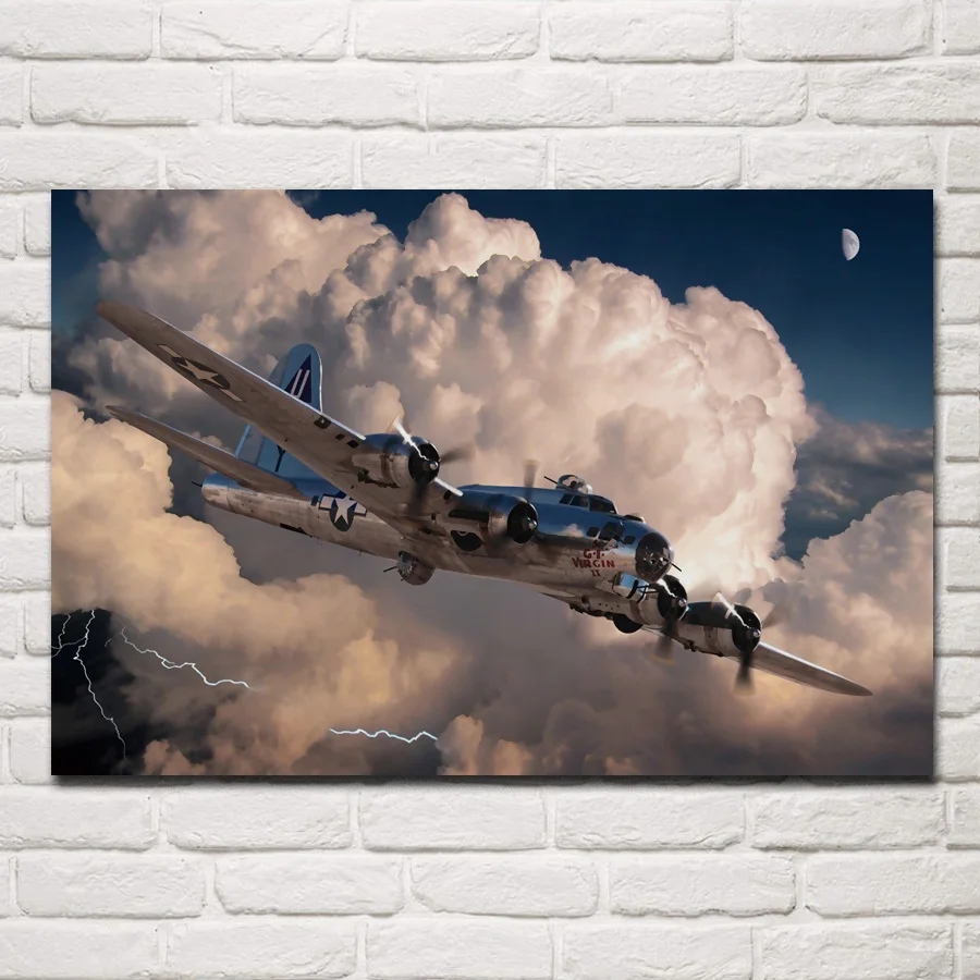 

ww2 bomber warplane classic aircraft artwork fabric posters on the wall picture home art living room decoration KB499