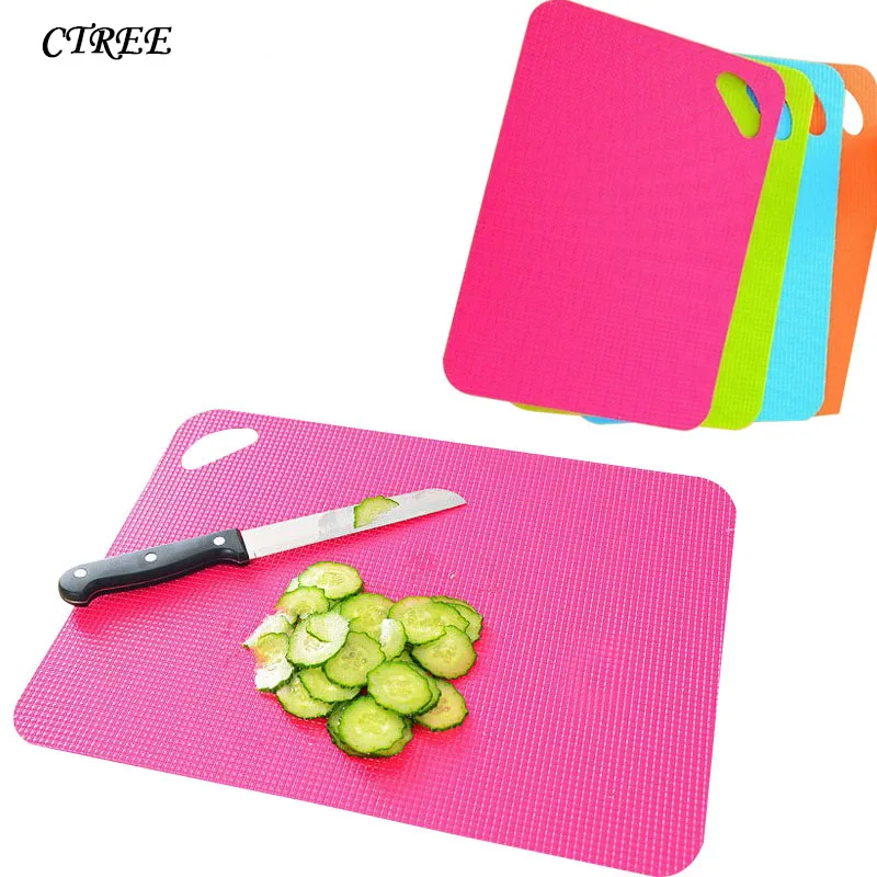 

CTREE 1 Pcs Plastic Non-slip Rectangle Chopping Block Cutting Board Flexible Mats With Food Icons Kitchen Tools Ultra-thin C145