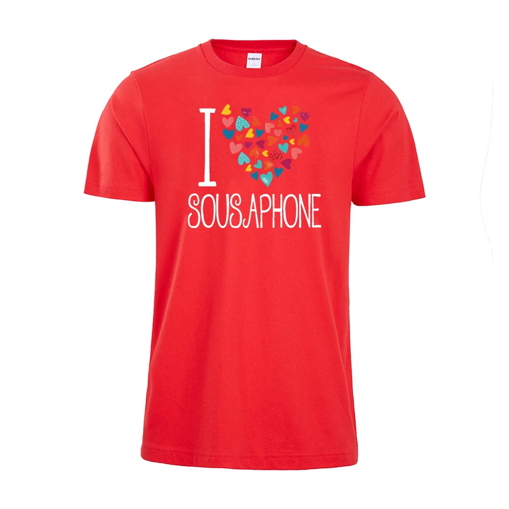 Fashion I love Sousaphone colorful hearts Tshirt Unisex tshirt Instrument Shirt Music Cotton TopTees | Мужская одежда