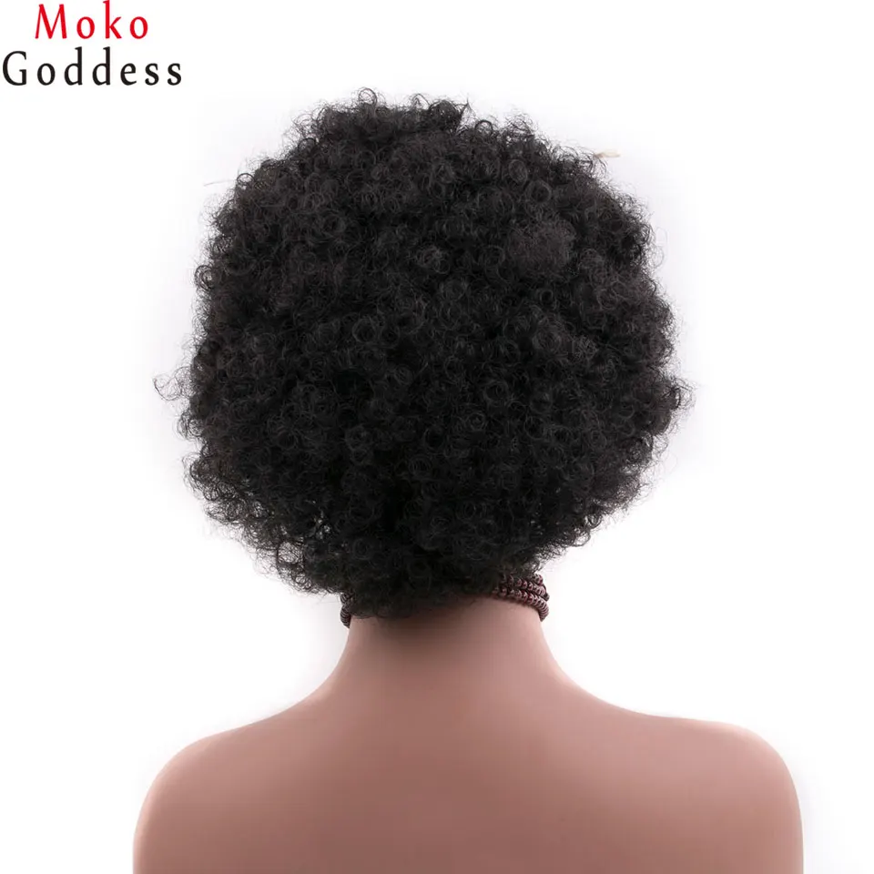 Mokogoddess короткие парики для женщин натуральный черный афро кудрявый парик