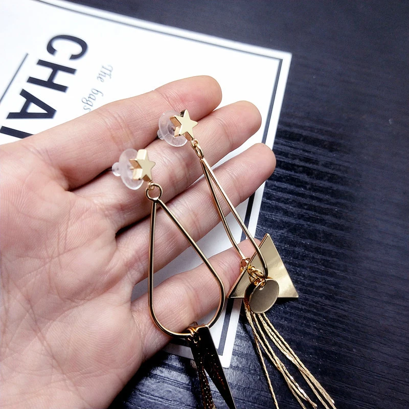 Ladies Gold Color Star Tassel Drop Earrings for Woman long triangle Earring Party Gift Fashion Jewelry | Украшения и аксессуары