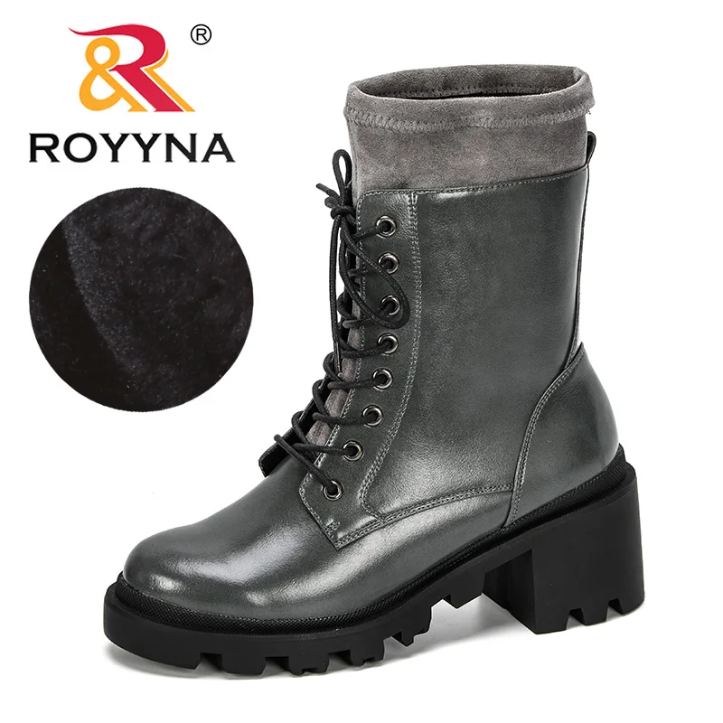 ROYYNA 2019 новые модные женские ботинки на шнуровке плоской подошве байкерские