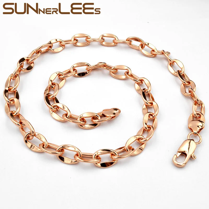 SUNNERLEES модные ювелирные изделия цвета розового золота ожерелье браслет набор 9 мм