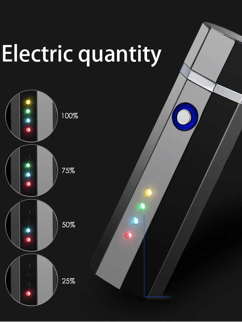 Двойная дуговая USB Зажигалка для сигар, электрическая зажигалка, цилиндрическая форма, цинковый сплав, ветрозащитная плазменная зажигалка
