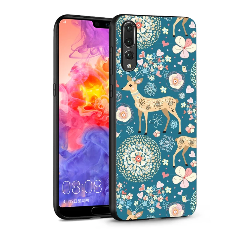 Fundas для huawei P20 Pro Чехол черный Мультфильм Окрашенные Мягкий силиконовый чехол