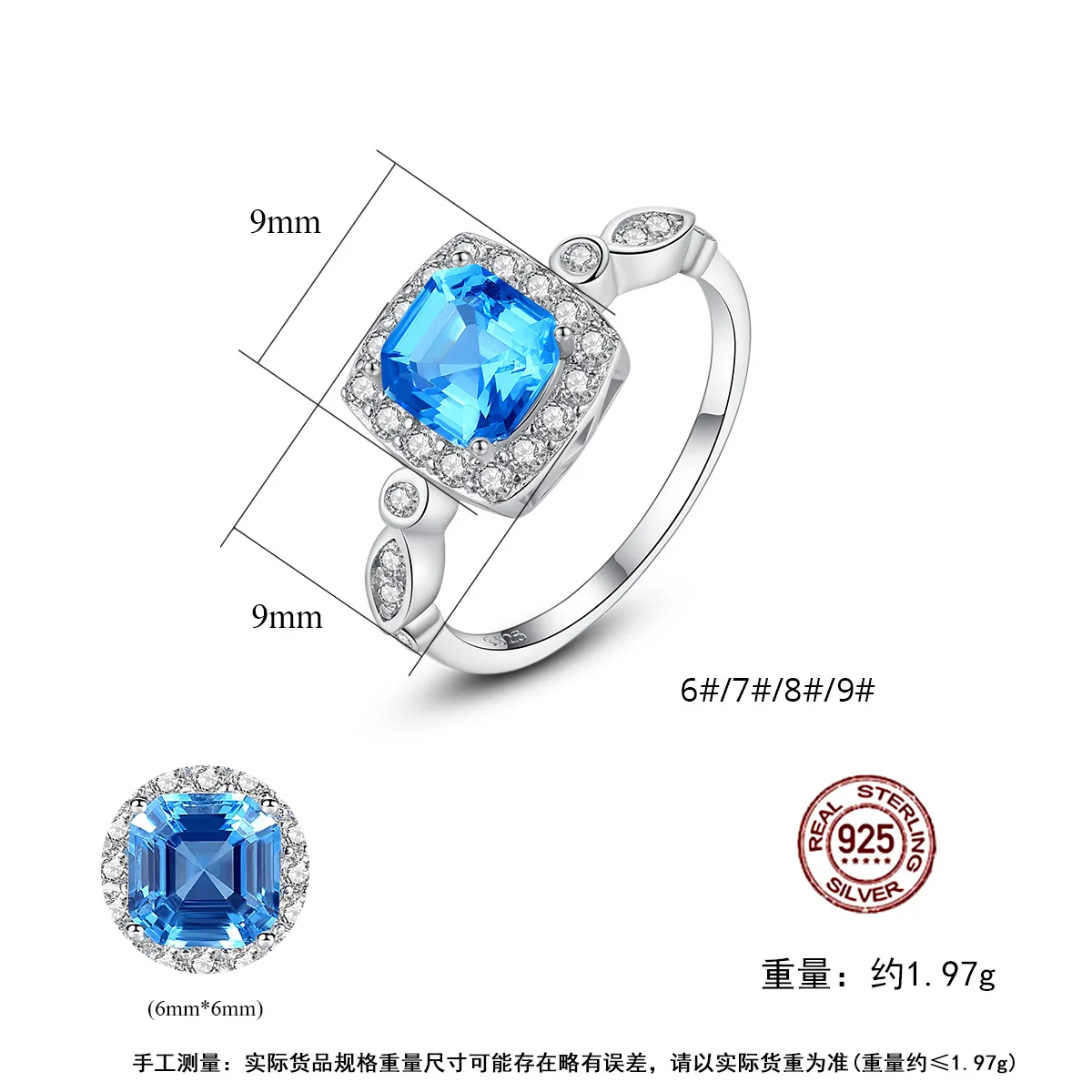 Haимис Bling S925 Серебряное кольцо синий камень для женщин дамы юбилей | Украшения и