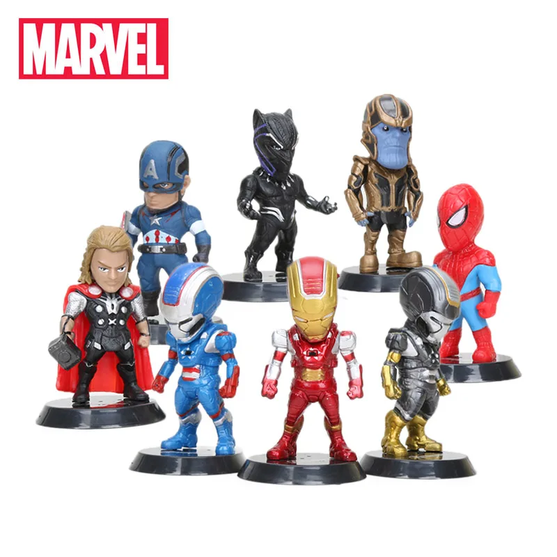 Набор из 8 игрушек Marvel 10 см Мстители Бесконечность войны танос Железный человек черный человек паук Халк Черная пантера ПВХ Фигурки Модель