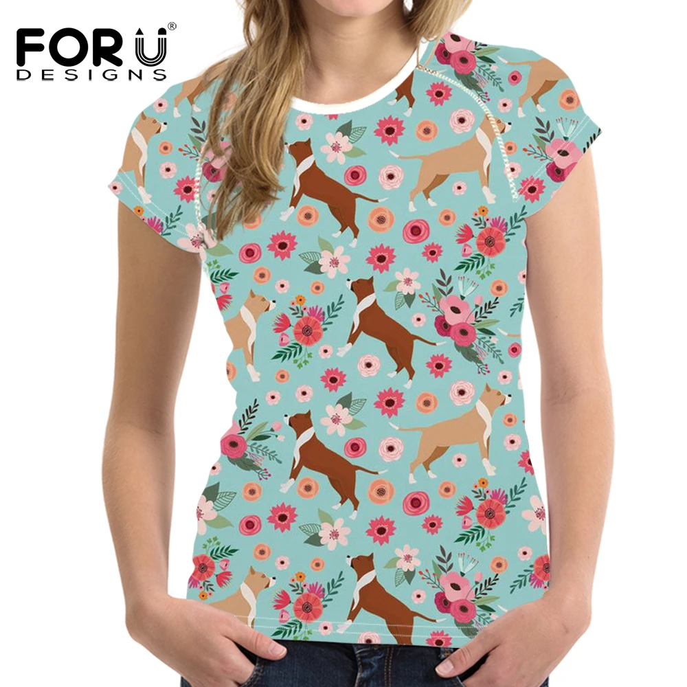 FORUDESIGNS/с рисунком панель в форме французского бульдога женская футболка