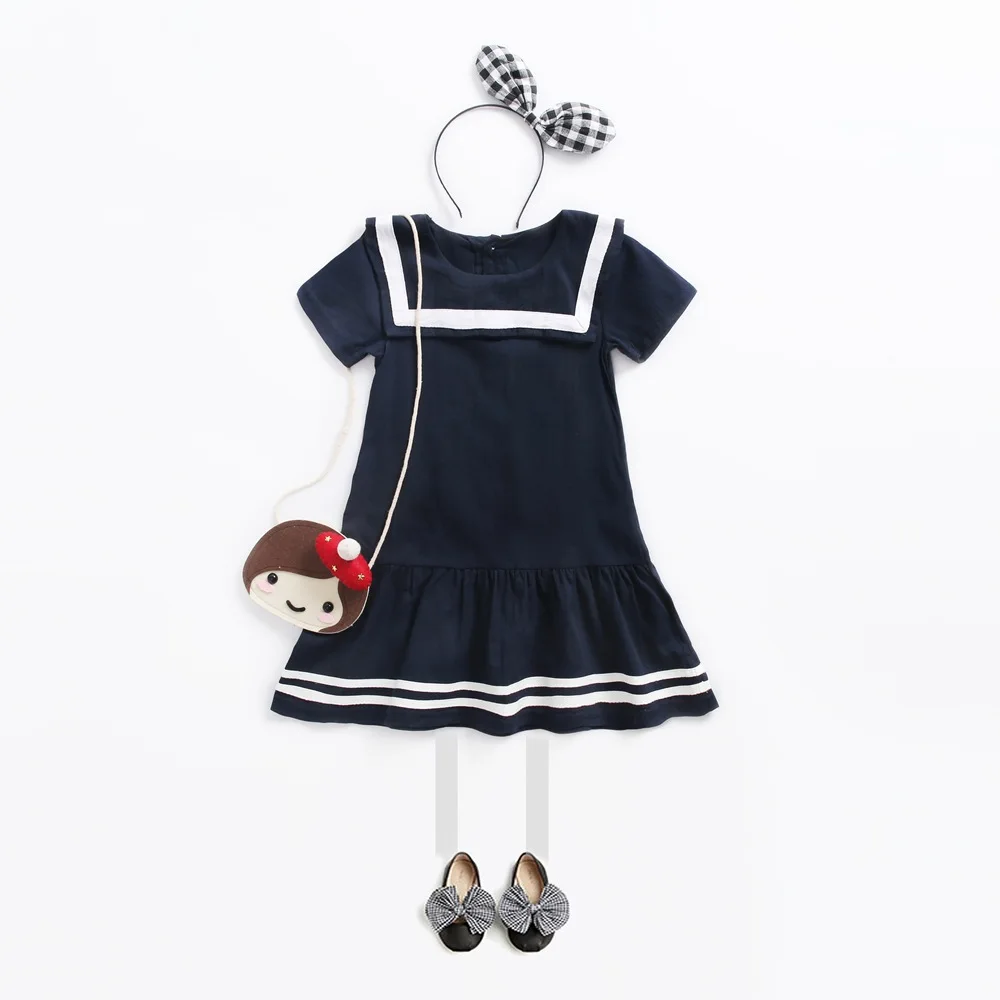 Одежда для девочек Летнее Детское платье Униформа с короткими рукавами