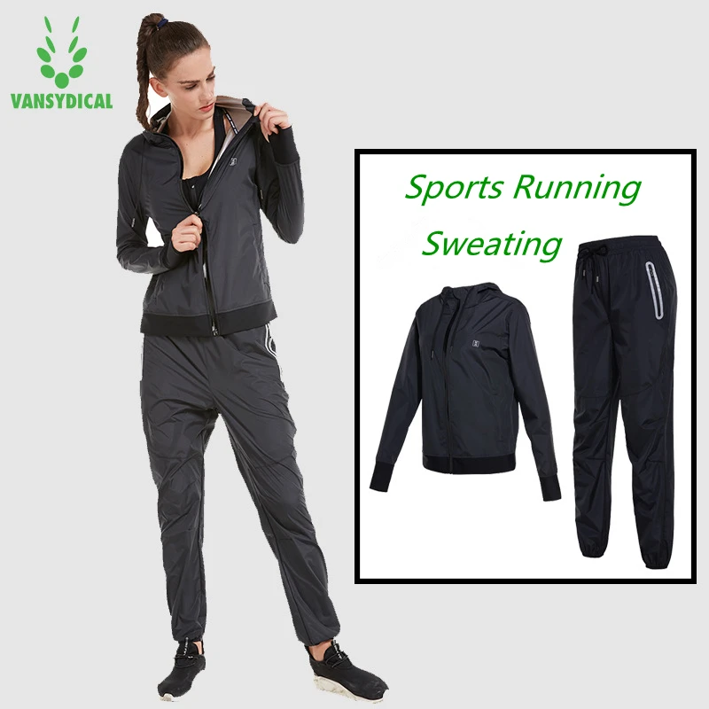 

Vansydical Running Jacket Pants Set Lose Weight Sweating Sports Suits Mens Womens Gym Yoga Tracksuits Trainning Sweat Sportswear