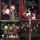 Рождественские наклейки на стену для дома, Рождественское украшение, новый год, окна, Санта Клаус, лось, наклейка на стекло стену, 1 шт.
