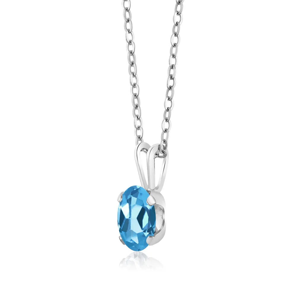 0.80 КТ овальной Форма швейцарский топаз 925 Серебряный кулон|pendant 925|pendant topazpendant silver |