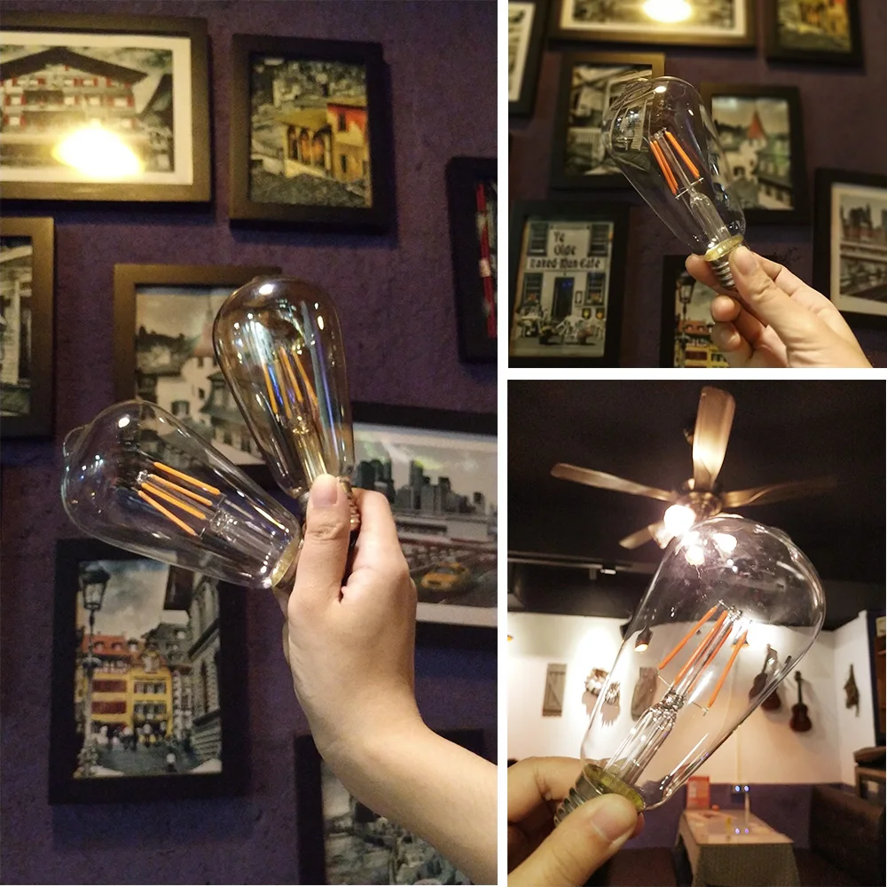 GLSZ Edison ЛАМПЫ 4 Вт светодиодный лампы E27 ST64 лампа накаливания Эдисона 220V Промышленный Настенный декор Винтаж подвесной светильник в стиле ретро лампа для Гостиная
