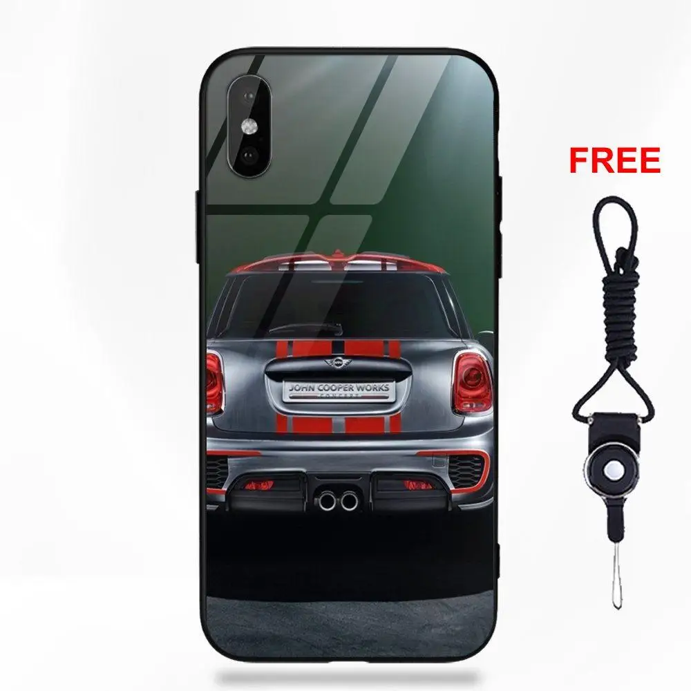 as picture Автомобиль Mini Cooper Jcw распродажа Мягкий ТПУ чехол+ закаленное Стекло чехол для телефона для Apple iPhone 5 5C 5S SE 6 6 S 7 8 Plus X XS Max XR - Цвет: as picture
