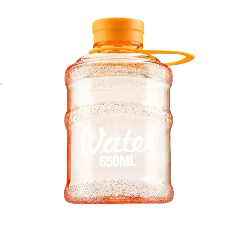 650ml orange 1000 мл бутылки для воды с ручкой для занятий спортом на открытом воздухе, тренировок, кемпинга, бега, портативные бутылки для воды, пластиковые уплотнительные бутылки - Цвет: 650ml orange