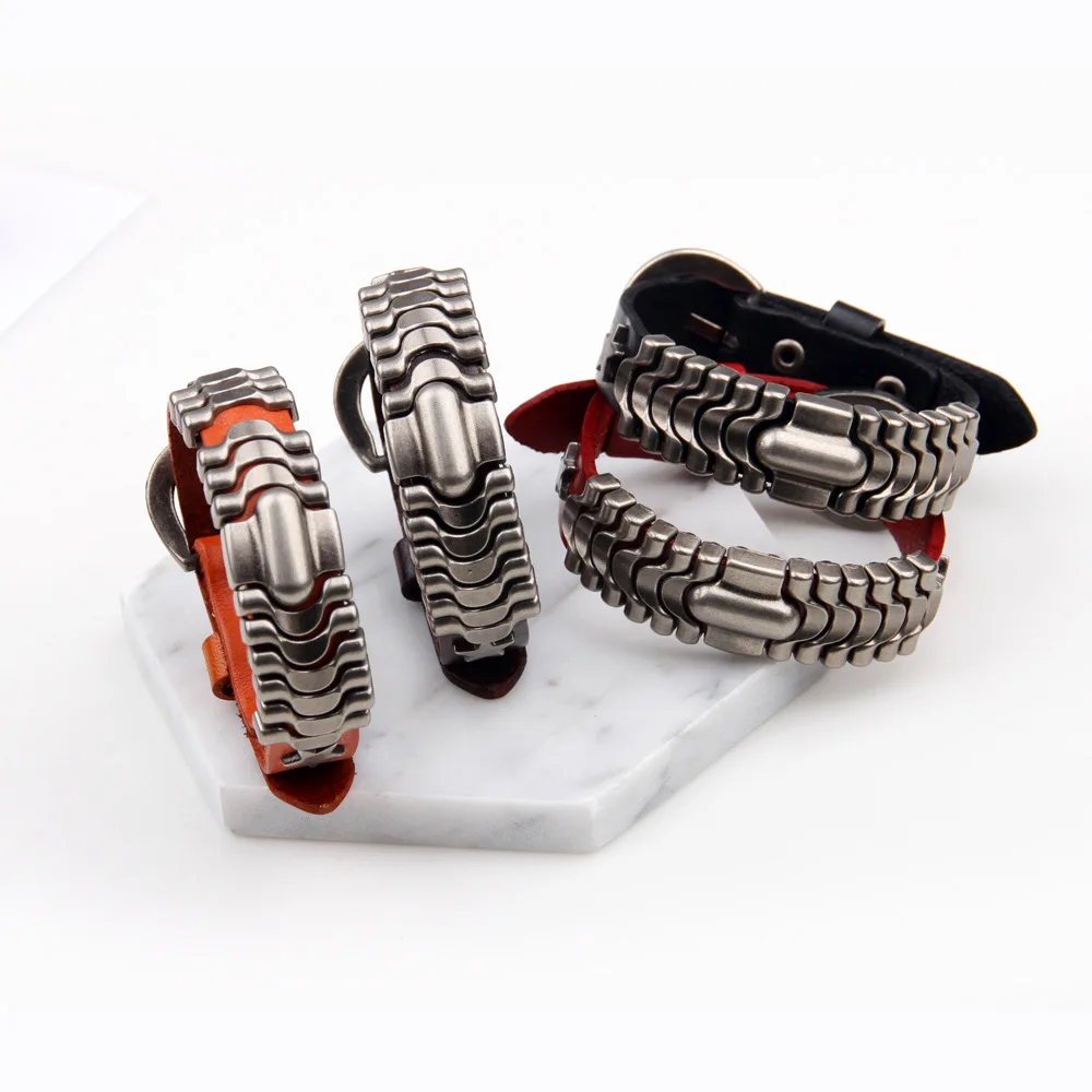 Модный кожаный ремешок модель змеиной кожи винтажные мужские и женские браслеты