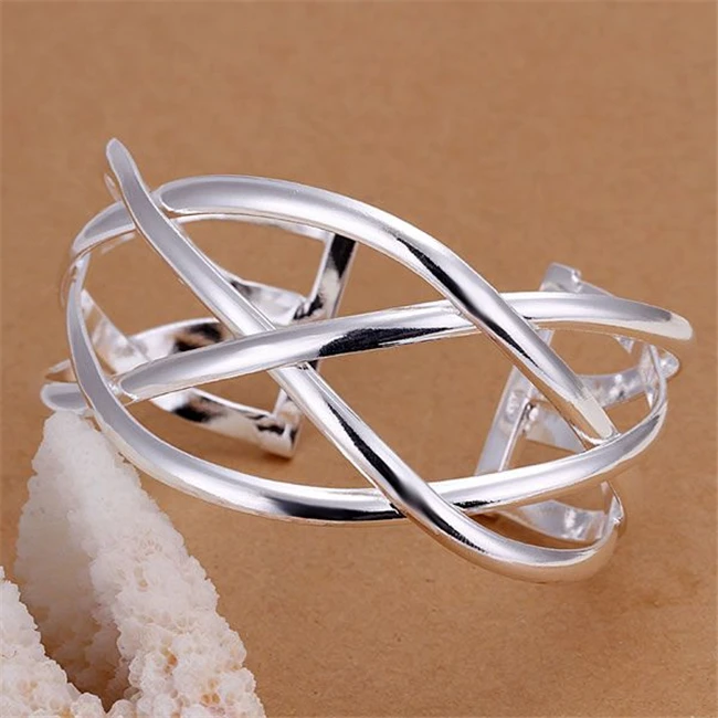 KN-B113 оптовые серебряные Цвет браслеты из нержавеющей стали для женщин цена по