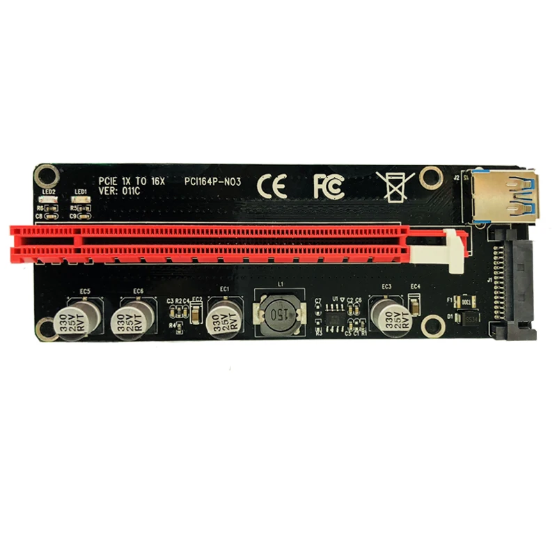 Райзер PCI E PCIe VER011C с 1x на 16x адаптером кабель USB 3 0 SATA светодиодный индикатор