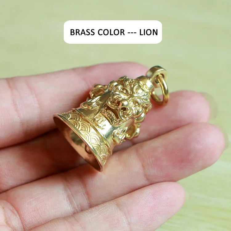 Brass-Lion-Bell Мини Портативный винтажный Латунный Колокольчик-брелок орнамент стол фэншуй фигура скульптура для дома или офиса, декоративные игрушка с орнаментом подарок - Цвет: Brass-Lion-Bell