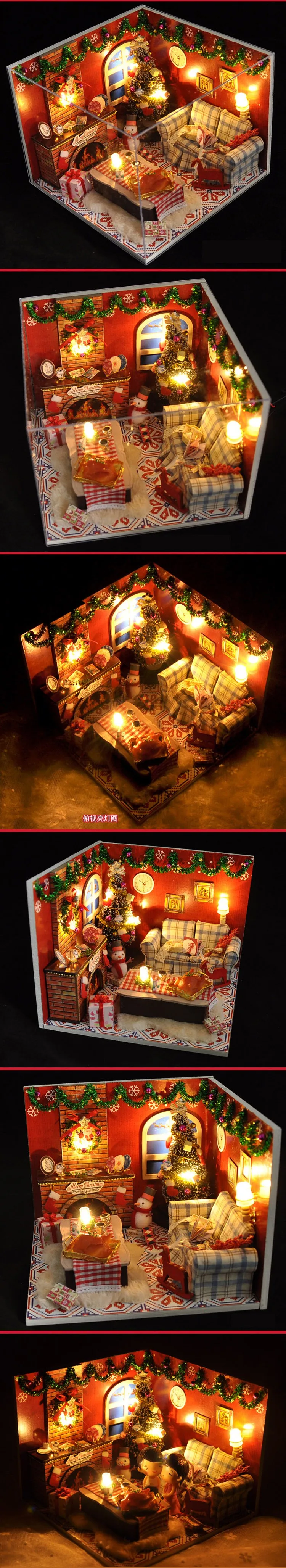 Мини-часы DIY Mujer с muebles de Casa de madera de la Navidad juguetes para nivienos Regalo TW8