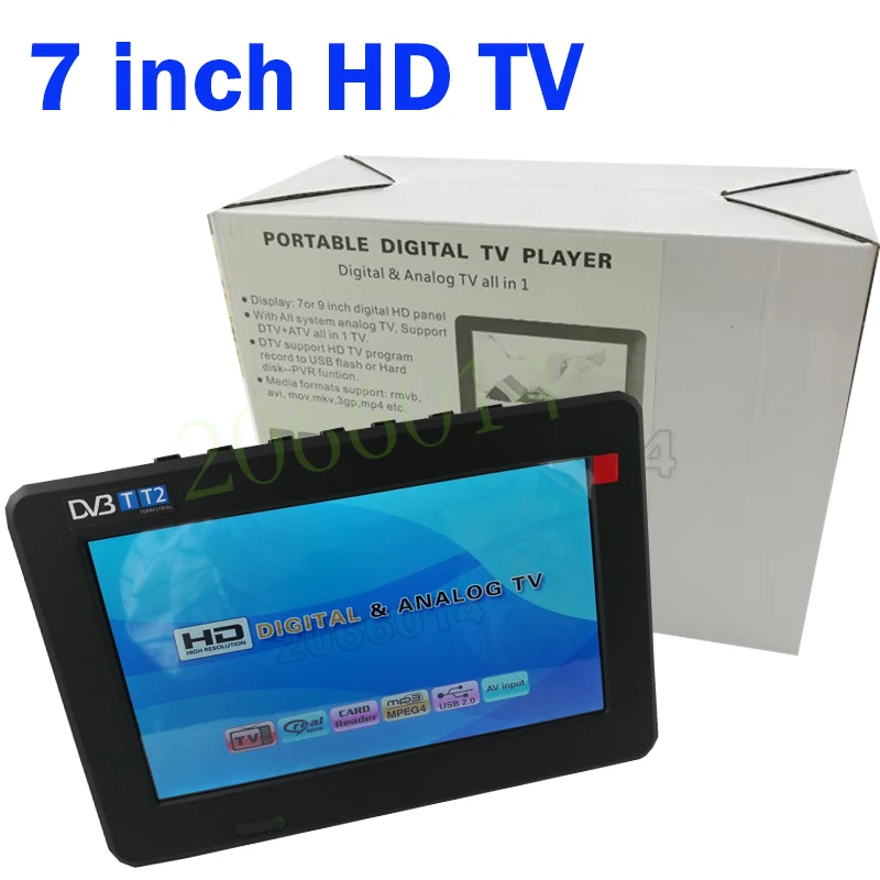HD TV-7 Дюймов Цифровое ТЕЛЕВИДЕНИЕ И Аналогового ТВ Приемник Tf Карта USB